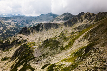 Rocky landscape and hilltops of Pirin mountain, Bulgaria
