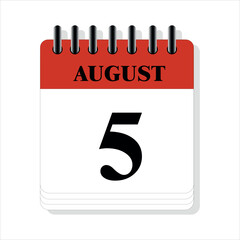 August 5 calendar date design