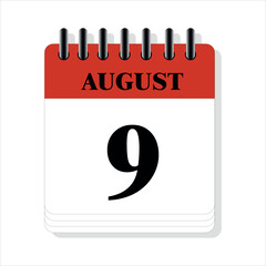 August 9 calendar date design