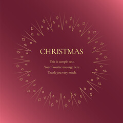 素材_フレーム_クリスマスをモチーフにした冬の飾り枠。赤と金の高級感のある囲みのデザイン