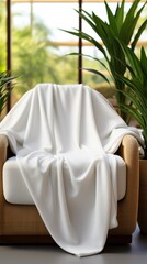 White velveteen plush blanket mockup UHD wallpaper - obrazy, fototapety, plakaty
