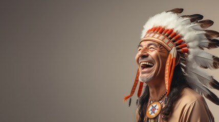 Happy chief, standing on a clear white background with lots of copy space on the right side created with Generative AI
