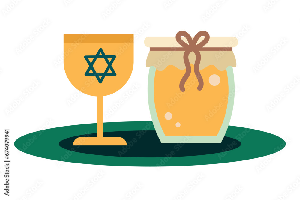 Wall mural jewish chalice and honey jar