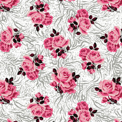 Roses pattern on zebra background