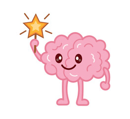 cartoon brain with star
