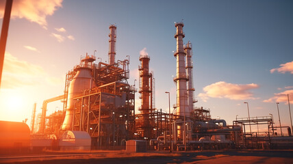 Fototapeta na wymiar Industrial view at oil refinery plant form industry zone. 