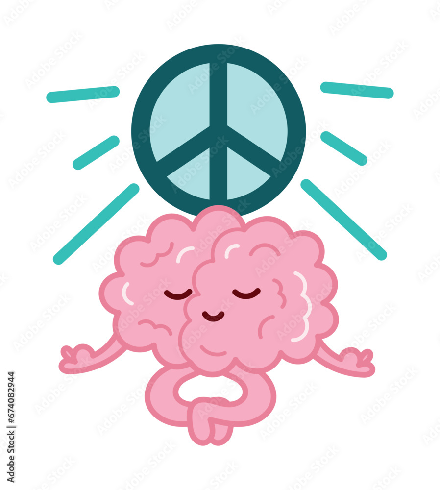 Canvas Prints cartoon brain meditating