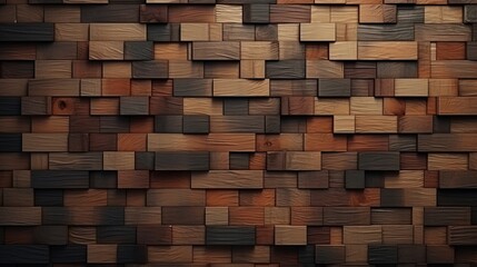 Realistic textured brown wood background with mosaic style. a wooden plank with a detailed texture backdrop
