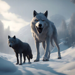 wolf in winter stock photo, Wildlife Photography Generative Ai