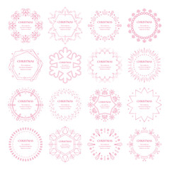 素材_フレームのセット_クリスマスをモチーフにした冬の飾り枠。赤色の高級感のある囲みのデザイン