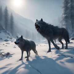 wolf in winter stock photo, Wildlife Photography Generative Ai