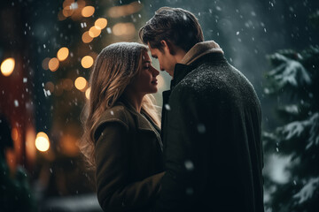 young couple in love on christmas