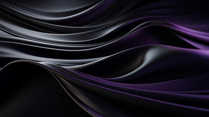 Obraz premium Abstract black luxury geometric background with flowing lines and waves. Modern shiny wavy lines on black and purple color background