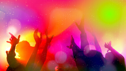 people dancing in the nightclub colorful background.
