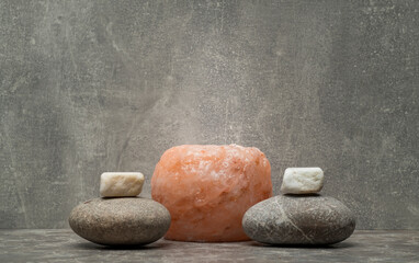 pink salt on dark background for product presentation podium
