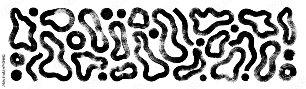 Poster abstract doodle freeform shapes with grunge texture.