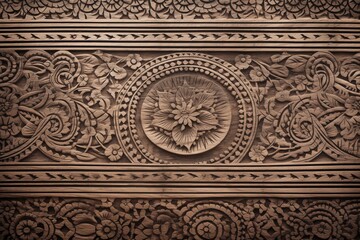 Obraz premium The Legacy of Artistry: An Intricate Wood Carving Background Wallpaper Texture - Where Time-Honored Craftsmanship and Elegance Meet in Each Handcrafted Detail