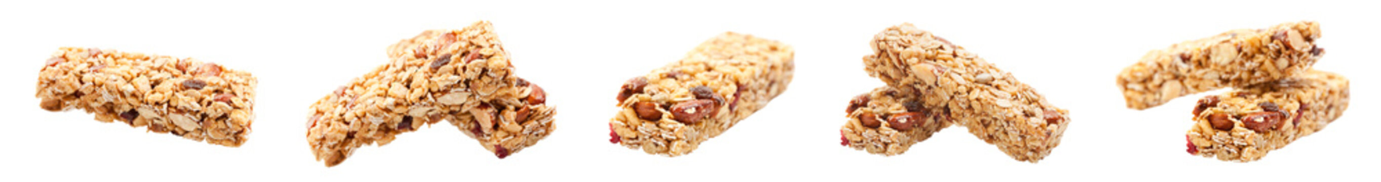 Set of a Variety of Isolated Healthy Granola Bars on a Transparent Background. Transparent PNG.