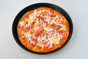 Delicious mixed pizza with rich content. Menu concept of choice and diversity. Pepperoni, Formaggi, Veggie, Karisik pizza