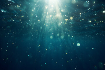 under water, Deep Water, Blue Sun light, wave underwater, Abstract Fractal waves, deep ocean wide nature background