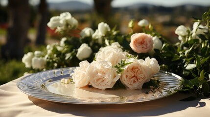 Plates Cutlery Served On Table Fresh , Bright Background, Background Hd