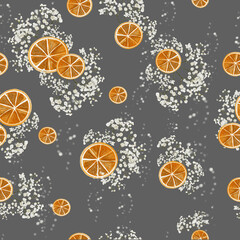 Watercolor seamless pattern with citrus.