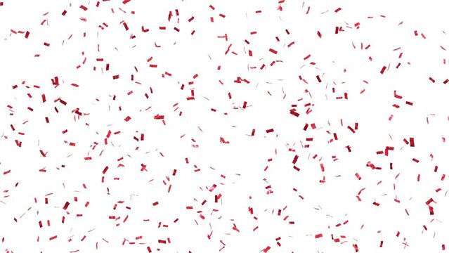 x5 red confetti rain launched from a cannon slowly falling - separated alpha channel - 4k 60fps