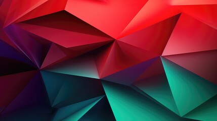 Banner with red and green abstract background for design. Geometric shapes, triangles, lines.