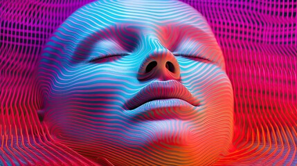 Female face surrounded by thin lines. Conceptual illustration for graphic design. Close-up of a face.