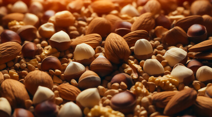  Image of many different types of nuts сlose-up.