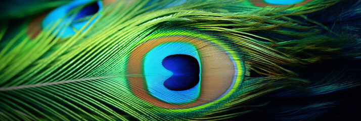 peacock feather's eye, intricate detail, vivid blues and greens, ethereal glow