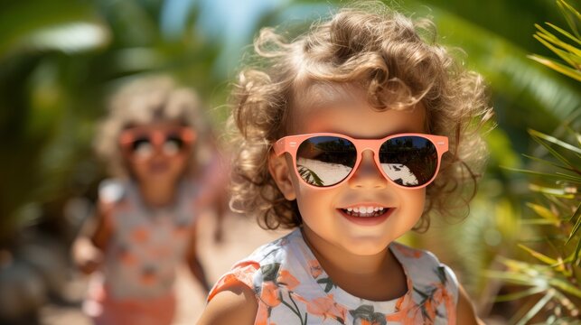 Little Toddler Girl Having Fun Summer , Bright Background, Background Hd