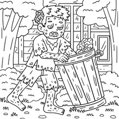 Zombie Rummaging a Trash Can Coloring Pages 