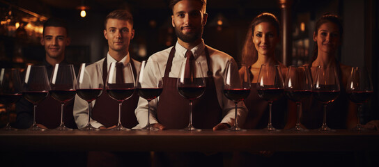 Masterclass by sommeliers in luxury restaurant. Wine and Dine Concept.