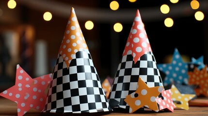 Party Hat Different Festive Items, Bright Background, Background Hd