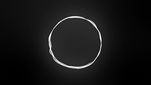 Abstract glowing white rings background. Fluorescent wavy round lines. Illuminate the light neon lines.