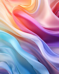 Obraz premium Background of flowing shiny colorful satin or silk, fashionable bright background of smooth silky fabric