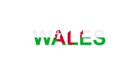Letters Wales in the style of the country flag. Wales word in national flag style.