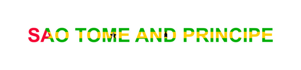 Letters Sao Tome and Principe in the style of the country flag. Sao Tome and Principe word in national flag style.