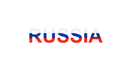 Letters Russia in the style of the country flag. Russia word in national flag style.