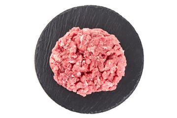 Minced meat, pork, beef, forcemeat, isolated on white background.