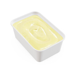 a opened butter tub image on a white background - obrazy, fototapety, plakaty