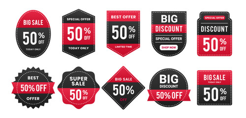 Sale tags collection. Special offer, big sale, discount, best price, mega sale banner set