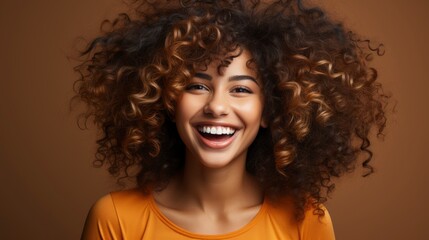 Fototapeta premium Happy Fun Smiling Cheerful Young Woman , Bright Background, Background Hd