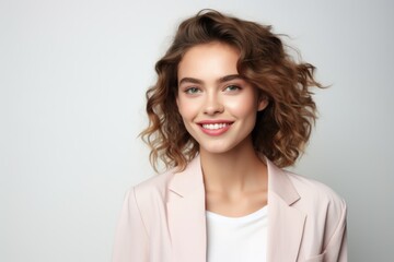 Fototapeta premium Young attractive woman dressed in business style. Successful business woman, employee, manager.
