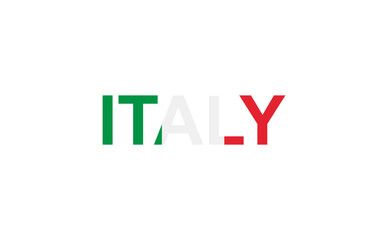 Letters Italy in the style of the country flag. Italy word in national flag style.