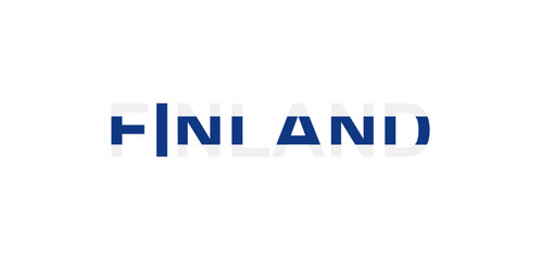 Letters Finland in the style of the country flag. Finland word in national flag style.