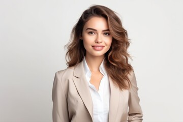 Young attractive woman dressed in business style. Successful business woman, employee, manager.