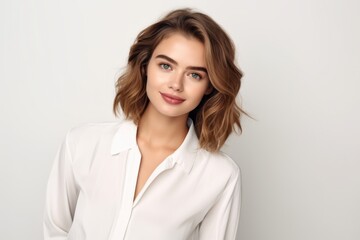 Obraz premium Young attractive woman dressed in business style. Successful business woman, employee, manager.