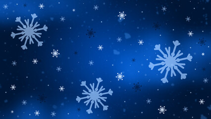 Fototapeta na wymiar Snowy winter holiday background with blue gradient.